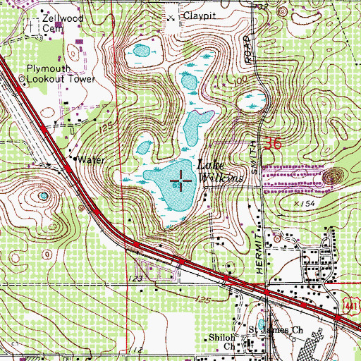 Topographic Map of Lake Wilkins, FL