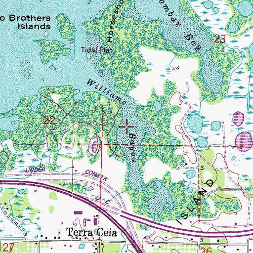 Topographic Map of Williams Bayou, FL