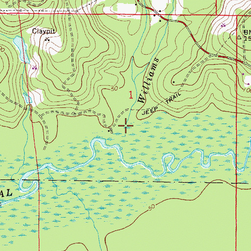 Topographic Map of Williams Branch, FL