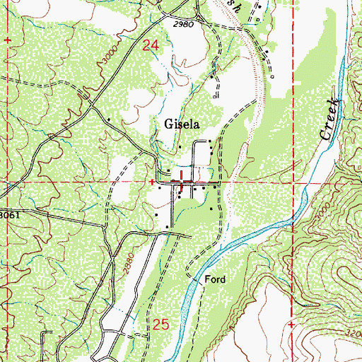 Topographic Map of Gisela, AZ