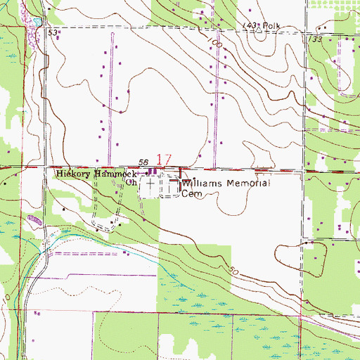 Topographic Map of Williams Memorial Cemetery, FL