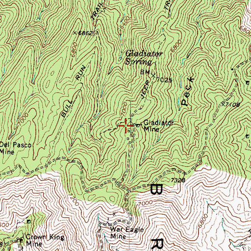 Topographic Map of Gladiator Mine, AZ