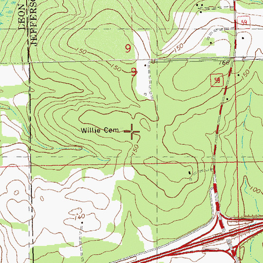 Topographic Map of Willie Cemetery, FL