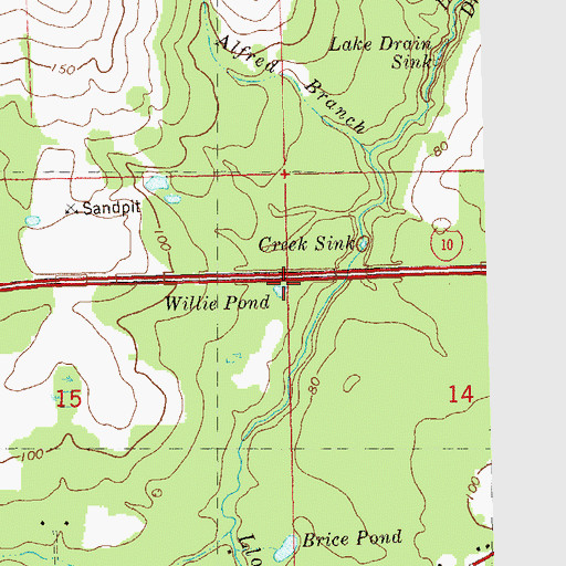 Topographic Map of Willie Pond, FL