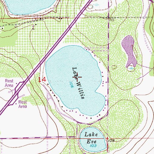 Topographic Map of Lake Willis, FL
