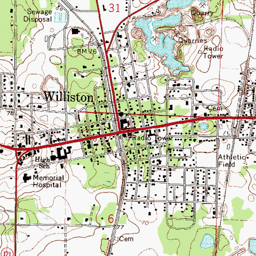 Topographic Map of Williston, FL