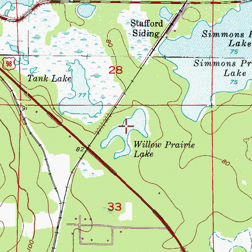 Topographic Map of Willow Prairie Lake, FL