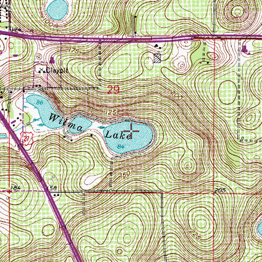Topographic Map of Wilma Lake, FL