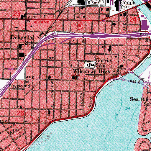 Topographic Map of Wilson Middle School, FL