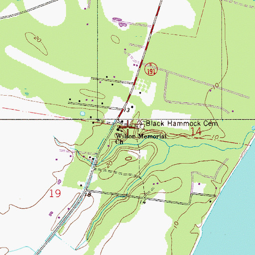Topographic Map of Wilson Memorial Church, FL