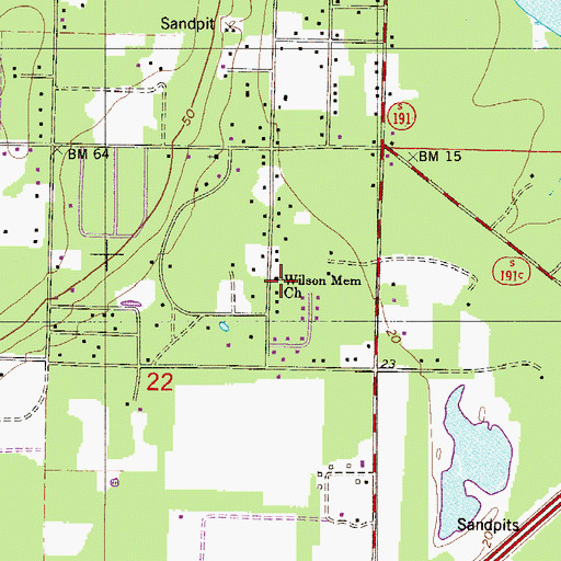 Topographic Map of Wilson Memorial Church, FL