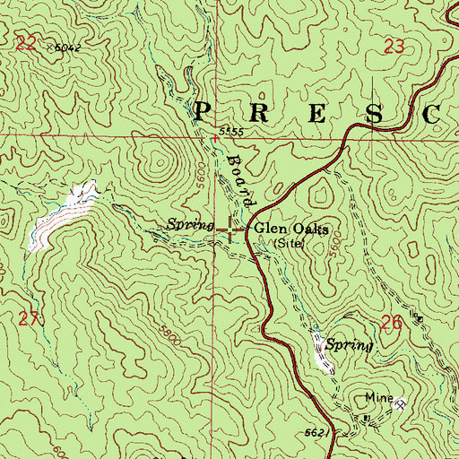 Topographic Map of Glen Oaks, AZ