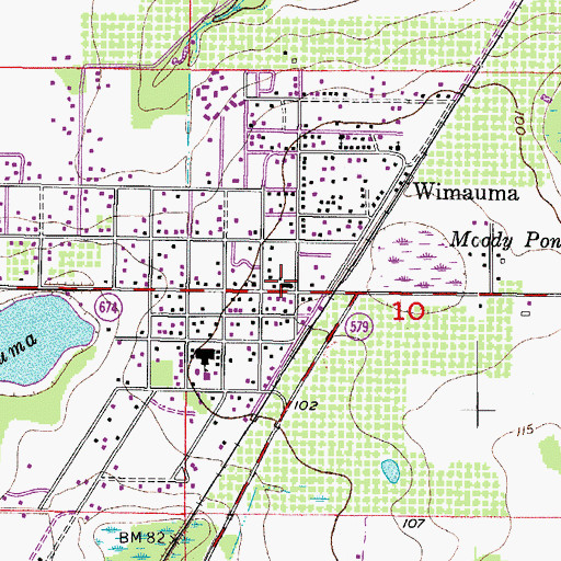 Topographic Map of Wimauma, FL