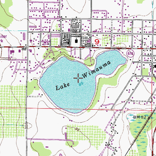 Topographic Map of Lake Wimauma, FL