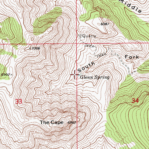 Topographic Map of Glenn Spring, AZ