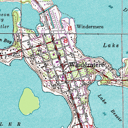 Topographic Map of Windermere, FL