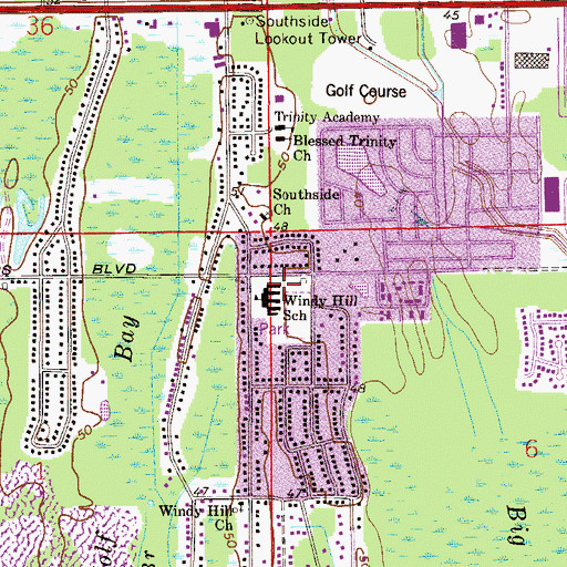 Topographic Map of Windy Hill Elementary School, FL