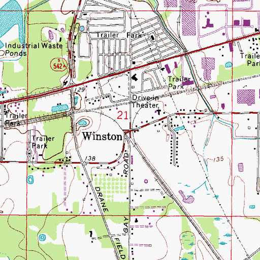Topographic Map of Winston, FL