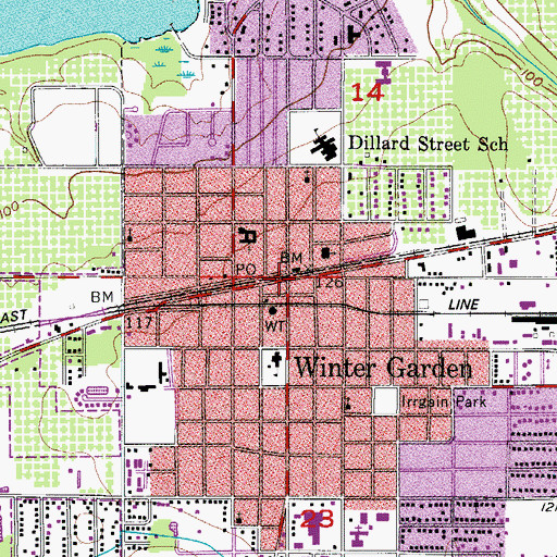 Topographic Map of Winter Garden, FL
