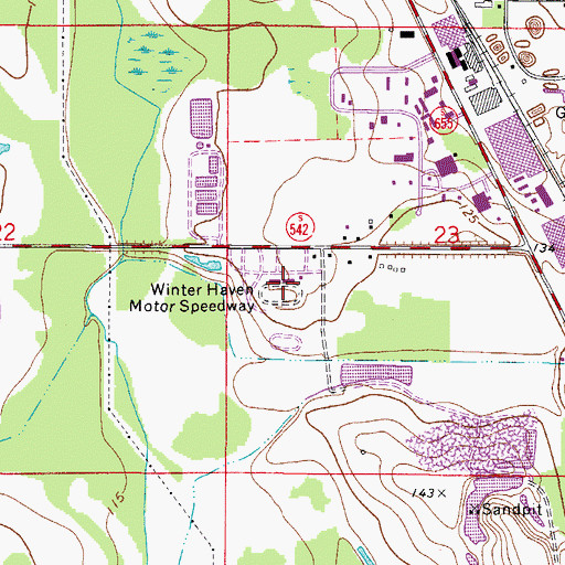 Topographic Map of Winter Haven Motor Speedway, FL