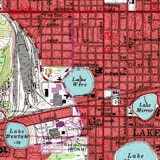 Topographic Map of Lake Wire, FL