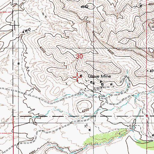 Topographic Map of Glove Mine, AZ