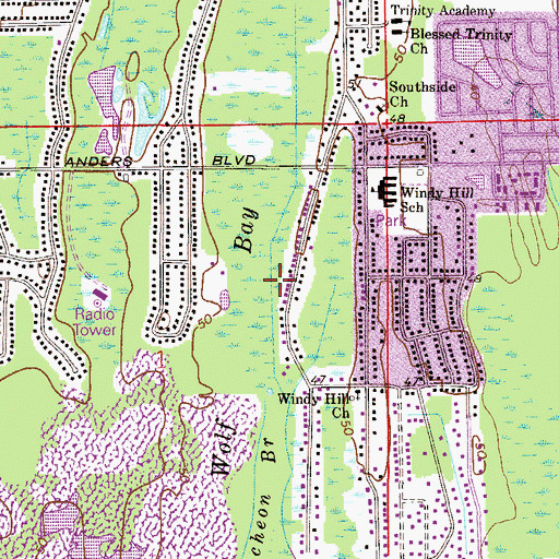 Topographic Map of Wolf Bay, FL