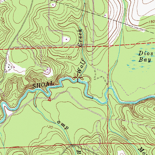 Topographic Map of Wolf Creek, FL
