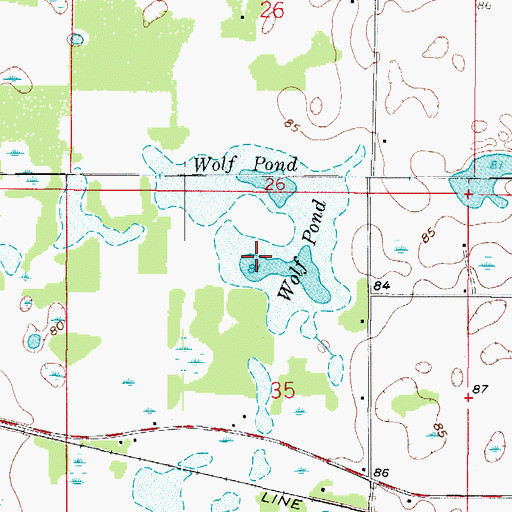 Topographic Map of Wolf Pond, FL
