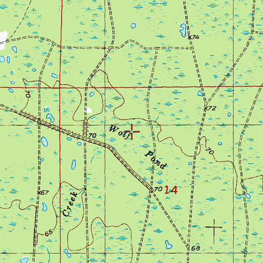 Topographic Map of Wolf Pond, FL