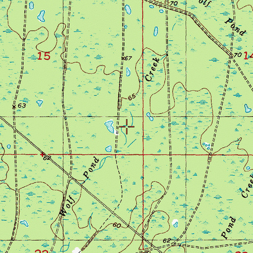 Topographic Map of Wolf Pond Creek, FL