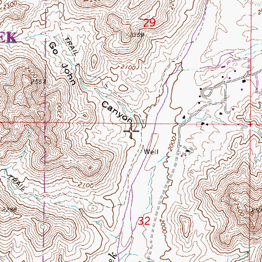 Topographic Map of Go John Canyon, AZ