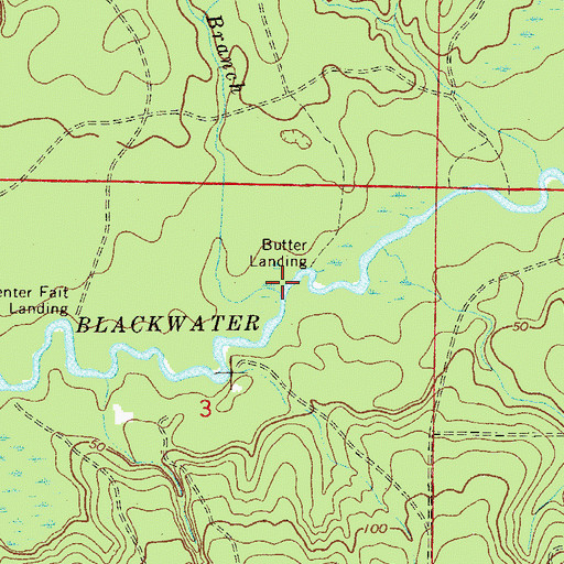 Topographic Map of Wolftrap Branch, FL