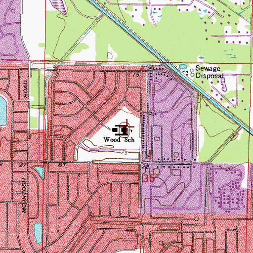 Topographic Map of Wood School, FL