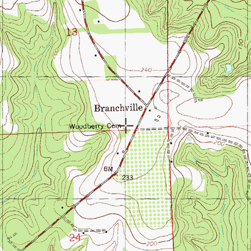 Topographic Map of Woodberry Cemetery, FL