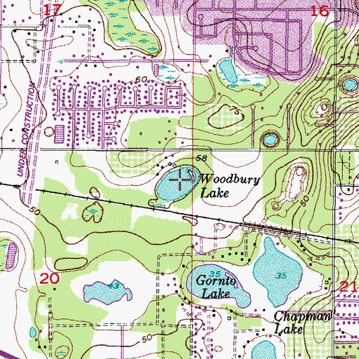 Topographic Map of Woodbury Lake, FL