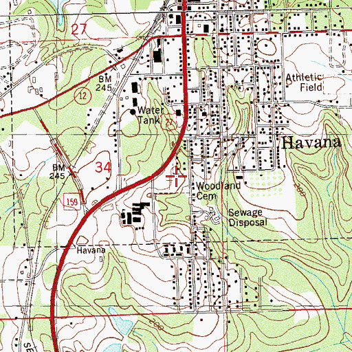 Topographic Map of Woodland Cemetery, FL