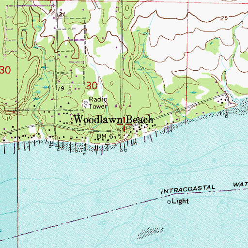 Topographic Map of Woodlawn Beach, FL