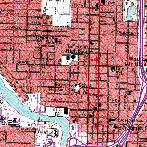 Topographic Map of Woodlawn Cemetery, FL