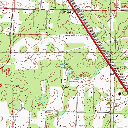 Topographic Map of Woods Creek, FL