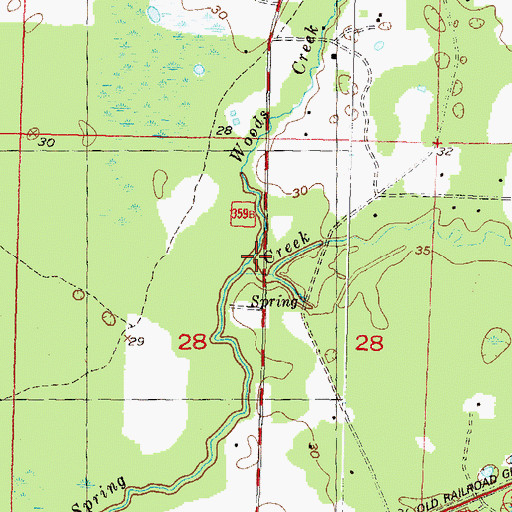 Topographic Map of Woods Creek, FL