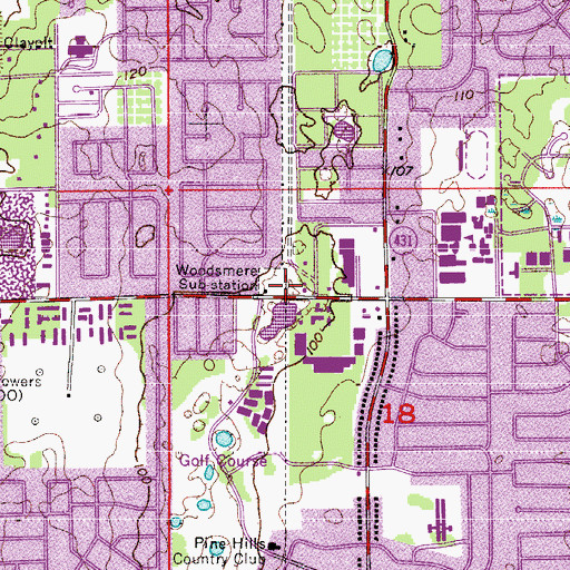 Topographic Map of Woodsmere Sub-Station, FL