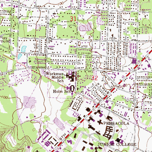 Topographic Map of Workman Middle School, FL