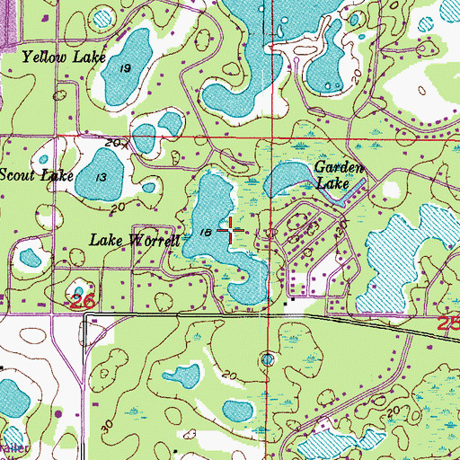 Topographic Map of Lake Worrell, FL