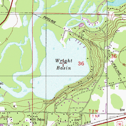 Topographic Map of Wright Basin, FL