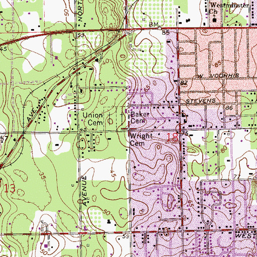 Topographic Map of Wright Cemetery, FL