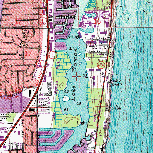 Topographic Map of Lake Wyman, FL
