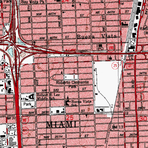 Topographic Map of Roberto Clemente Park, FL