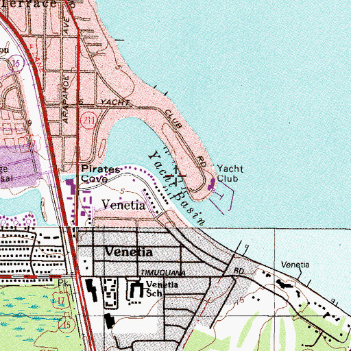 Topographic Map of Yacht Basin, FL