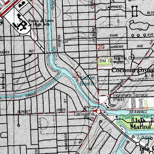 Topographic Map of Yacht Basin, FL